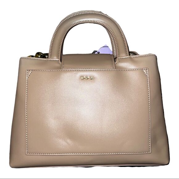House of Want Taupe Snack Top Handle Satchel Vegan Leather NWD - Picture 4 of 11